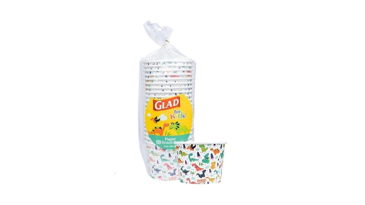 Glad For Kids Dinosaurs Paper Snack Bowls Colorful Heavy Duty