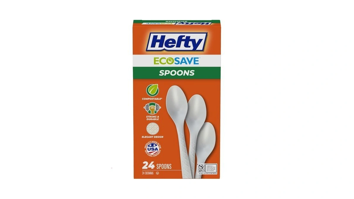 Hefty Ecosave Compostable Spoons, Disposable Spoons For Bbqs, Tailgates, Camping,