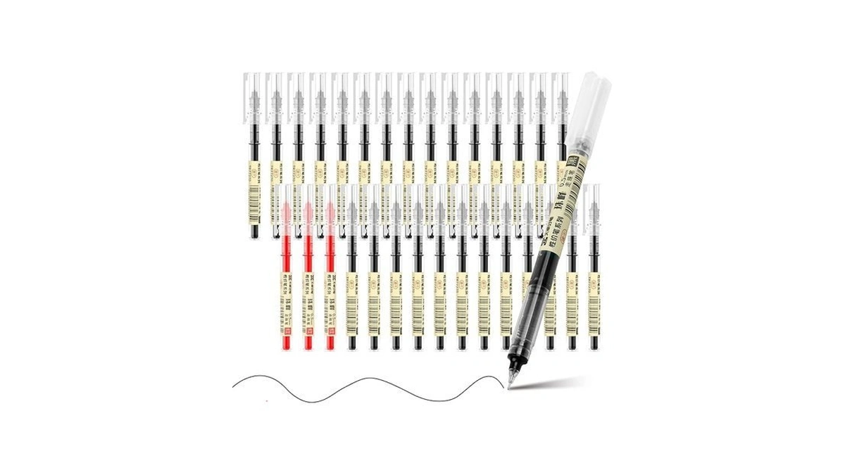 Techjob 30 Pcs Rolling Ball Pens 0.5 Mm, Fine Point