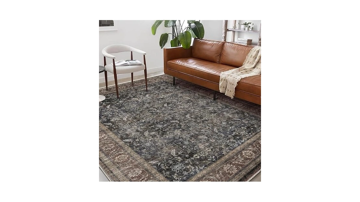 Champlant Washable Area Rug 9'x12' Retro Boho Design Non-shedding Easy