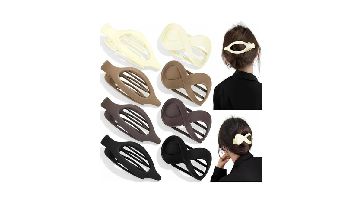 Obeoby 8 Pcs Flat Claw Clips For Women, 2 Types