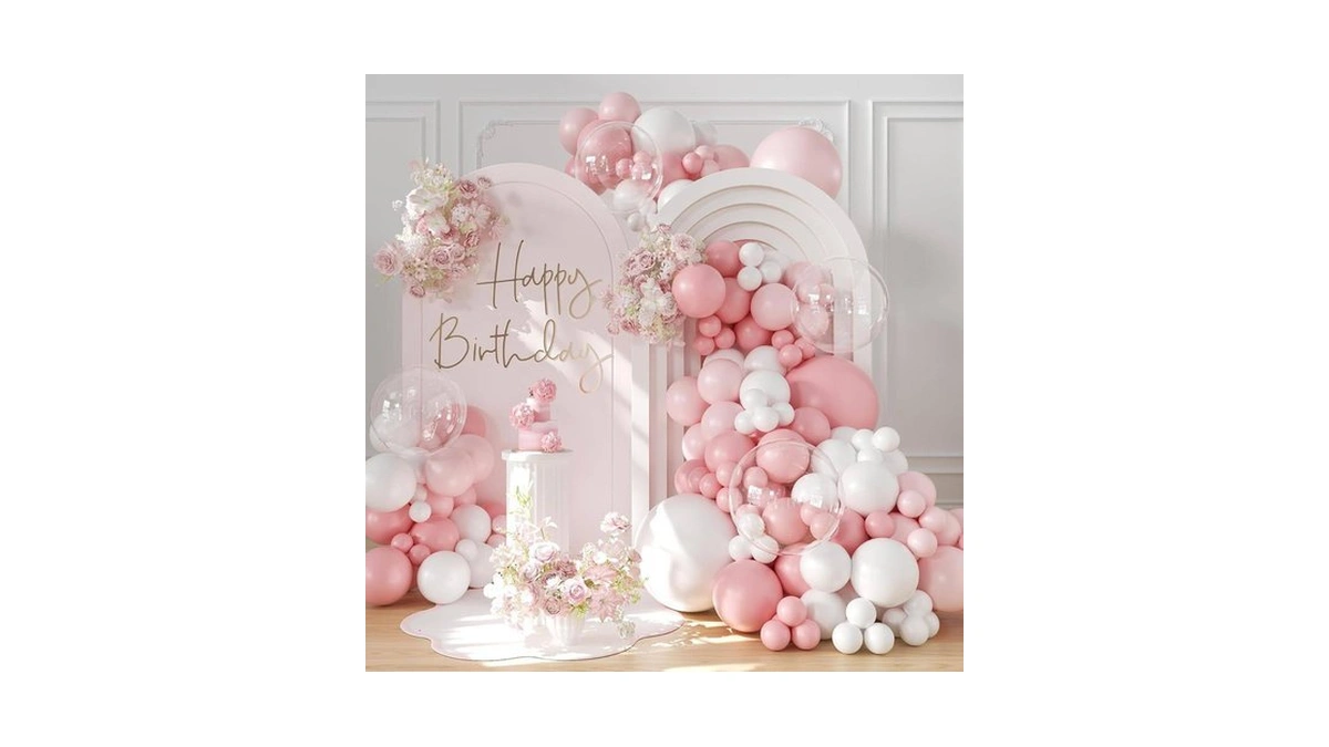 Pink Balloon Arch Kit 132pcs Pink And White Balloon Arch