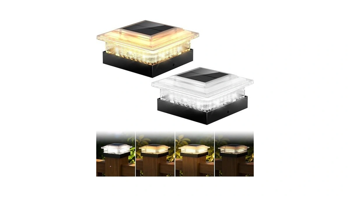 4x4 40 Lumens Post Solar Lights 2 Pack, Fence Post