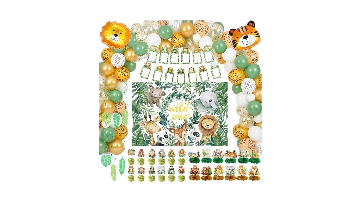 Chengu 119 Pcs Wild One Birthday Decorations Boy Safari Jungle