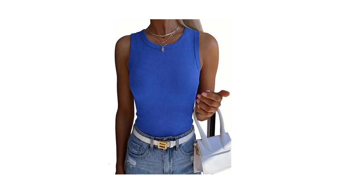 Zeagoo Royal Blue Tops For Women High Neck Slim Fit