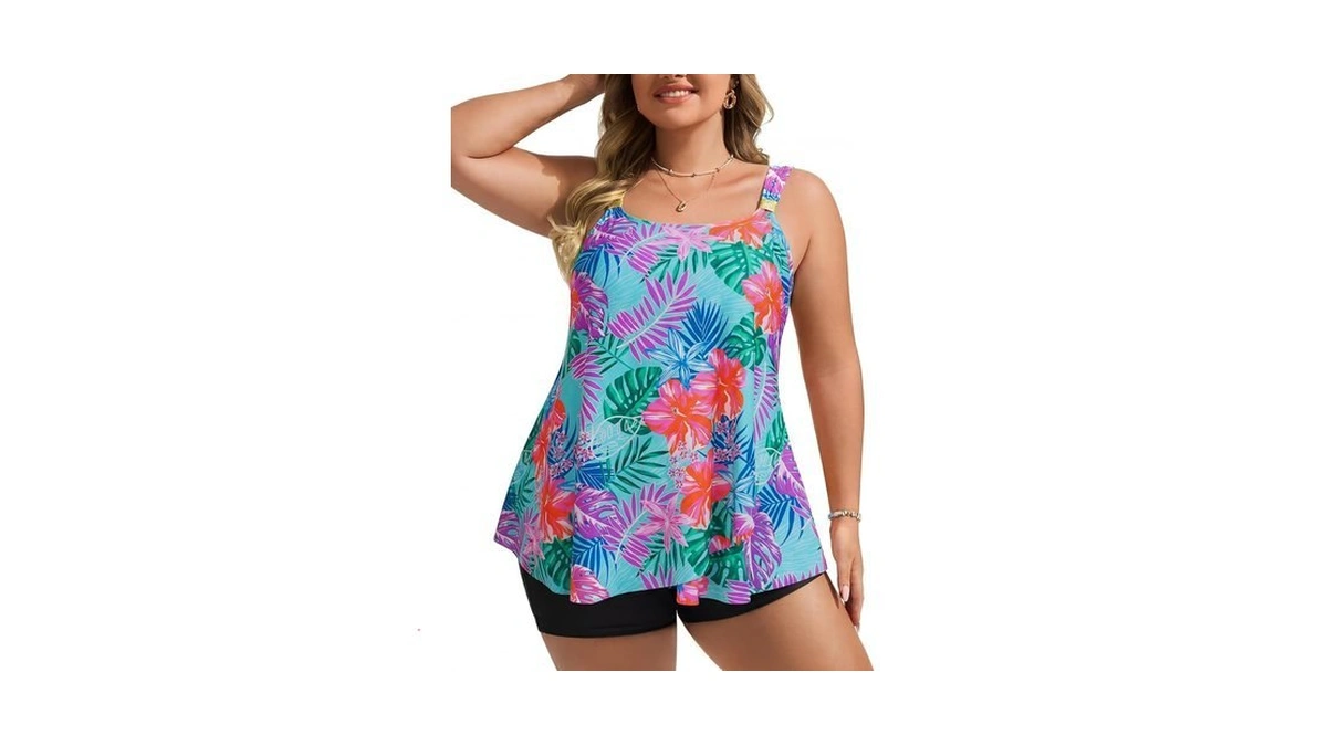 Hanna Nikole Womens Tankini Swimsuits 2 Piece Bathing Suit Flowy