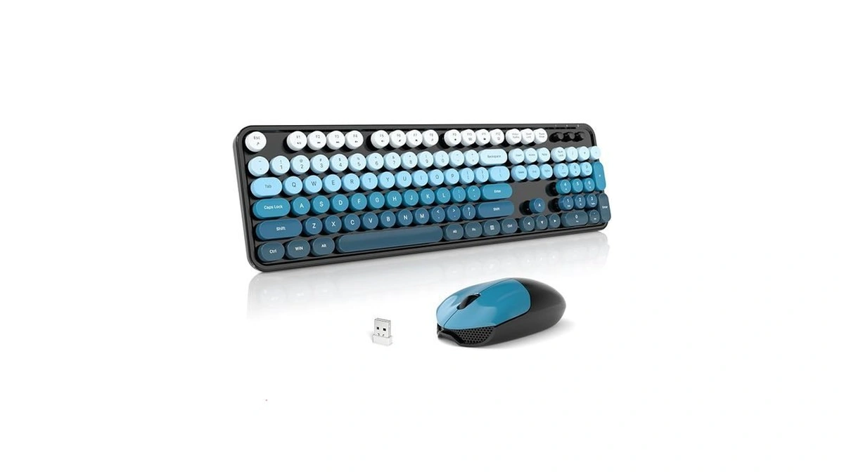 Meidosa Wireless Keyboard And Mouse Combo, 2.4ghz Gradient Colorful Full-size
