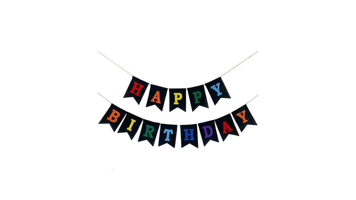 Colorful Happy Birthday Banner, Pre-strung Burlap Rainbow Happy Birthday Sign