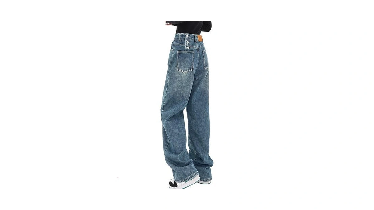 Emmiol Women Baggy Jeans High Waist Boyfriend Streetwear Stretchy Vintage