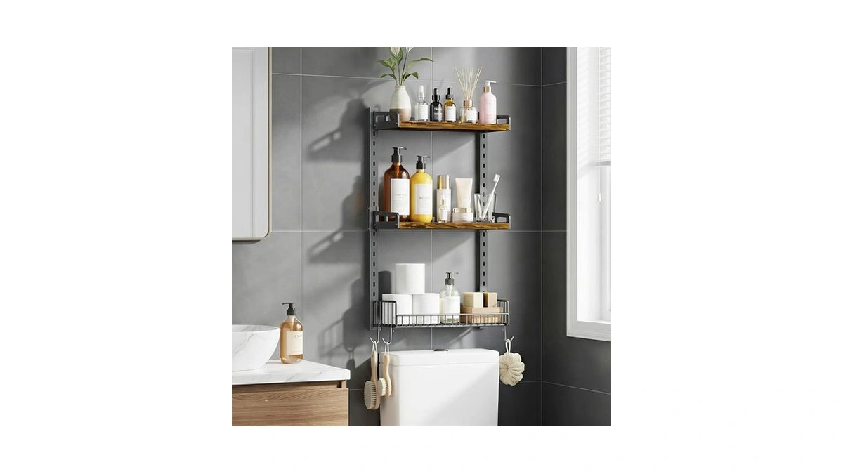 Kalrin 3 Tier Bathroom Shelves Over Toilet - Wall Mounted