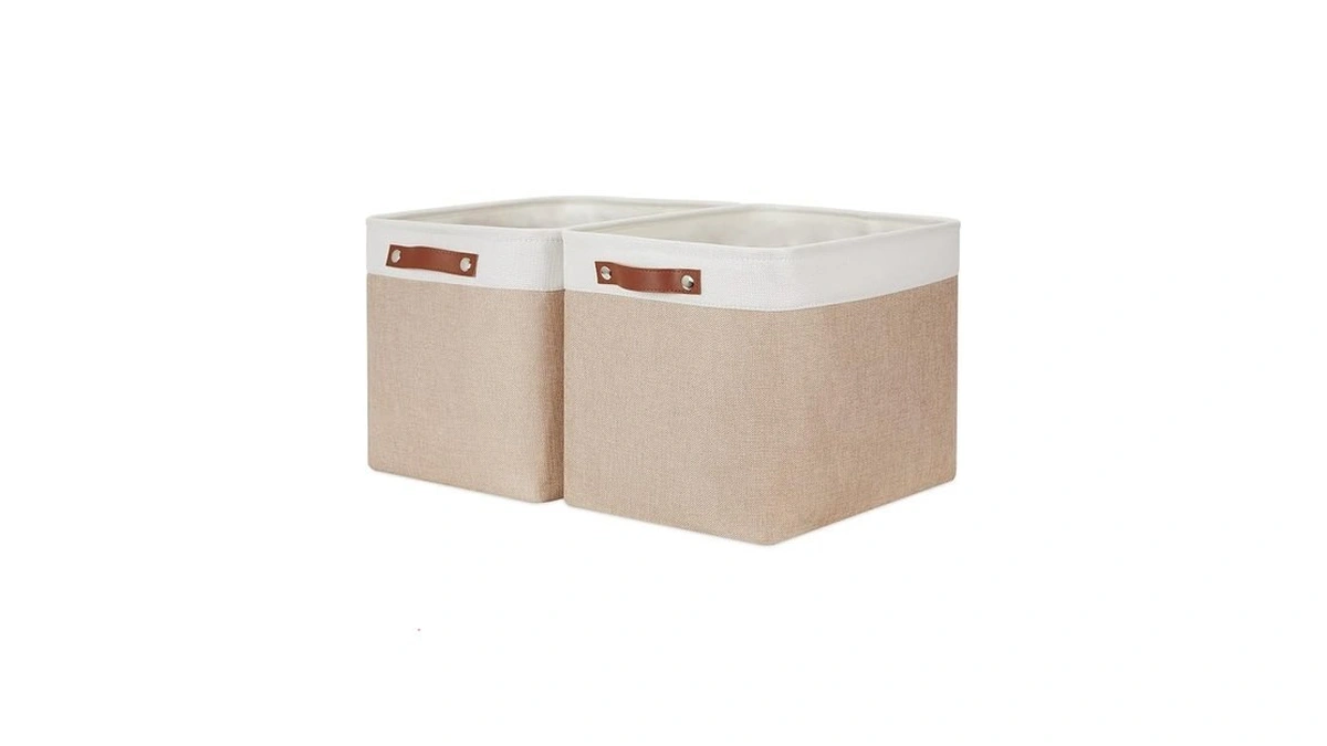 Hnzige Fabric Storage Baskets For Organizing [2 Pack] Large Canvas