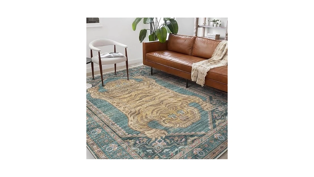 Champlant Washable Area Rug 10'x14' Boho Design Non-shedding Easy Care