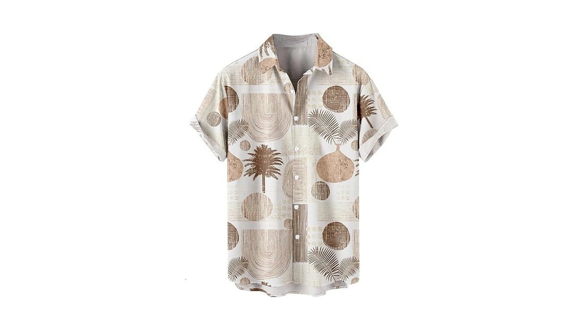 Zaful Men's Vacation Tropical Palm Tree Leaves Printed Button Up