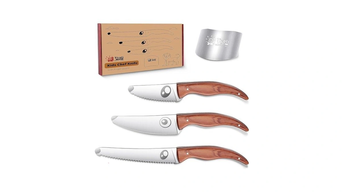 Tivoli Kids Chef Knife Set With Finger Guard, 3-piece Safety