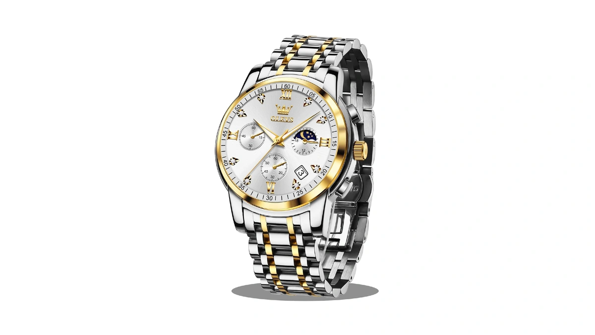 Olevs Watches For Men Silver Luxury Gold Silver Dress Mens