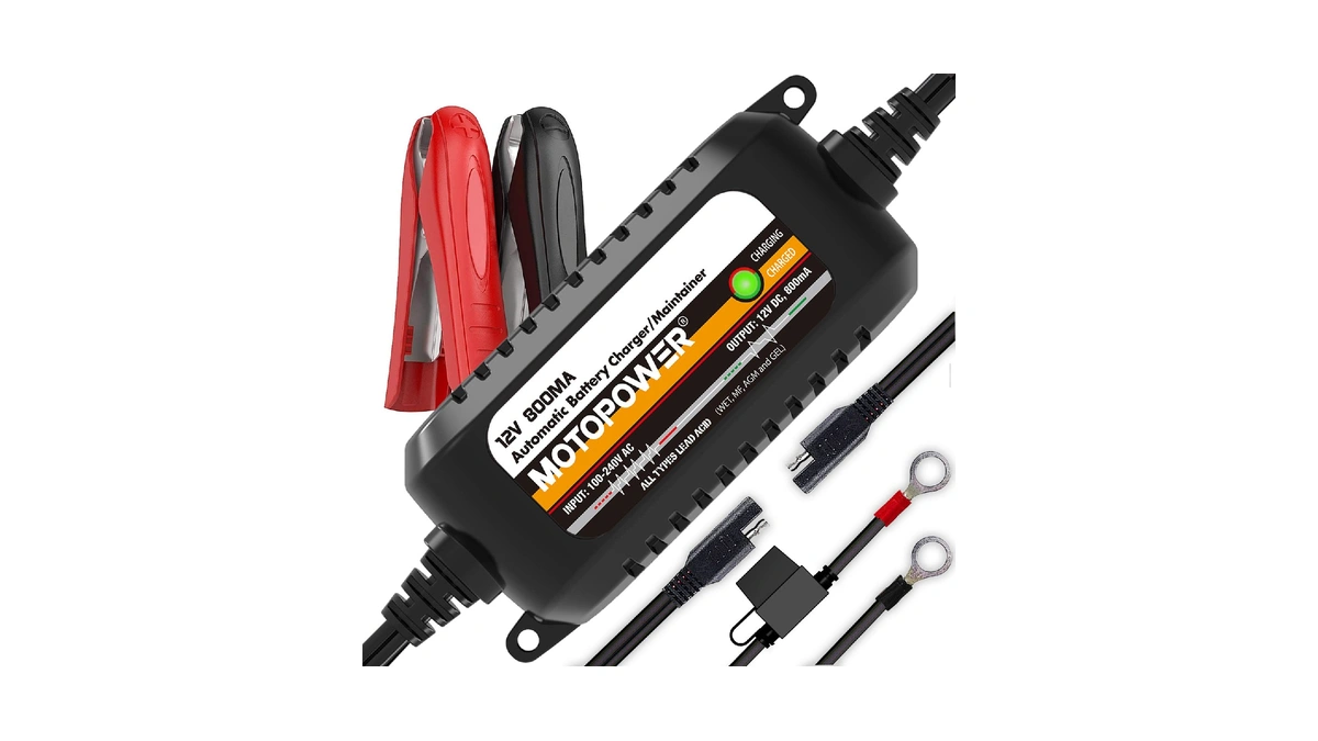 Motopower Mp00205c 12v 800ma Automatic Battery Charger, Battery Maintainer, Trickle