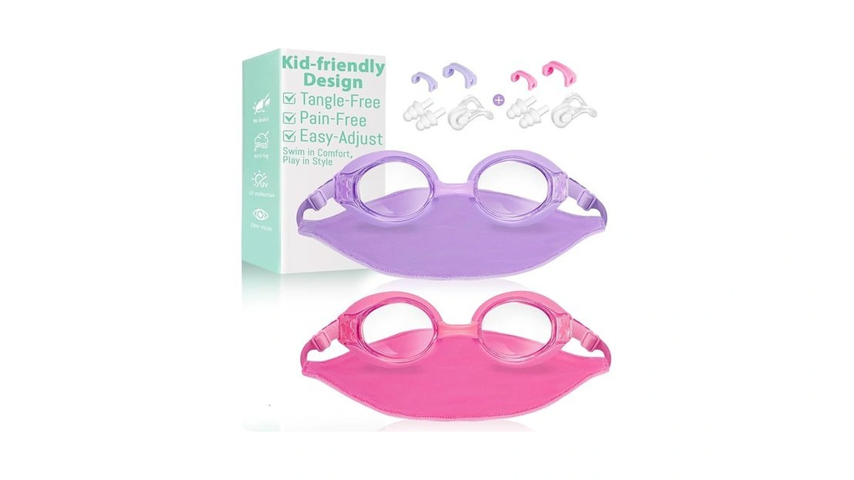 Pixel Panda 2 Pack Kids Swim Goggles With Fabric Strap