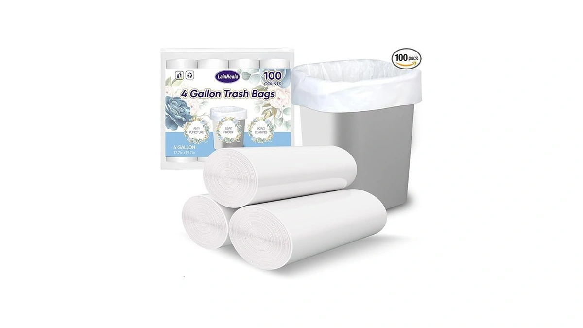 Lainneala Small Trash Bags 4 Gallon, 100 Count Small Garbage