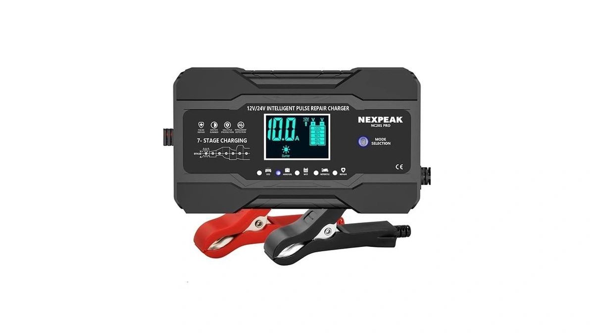 Nexpeak 10-amp Car Battery Charger, 12v And 24v Smart Fully