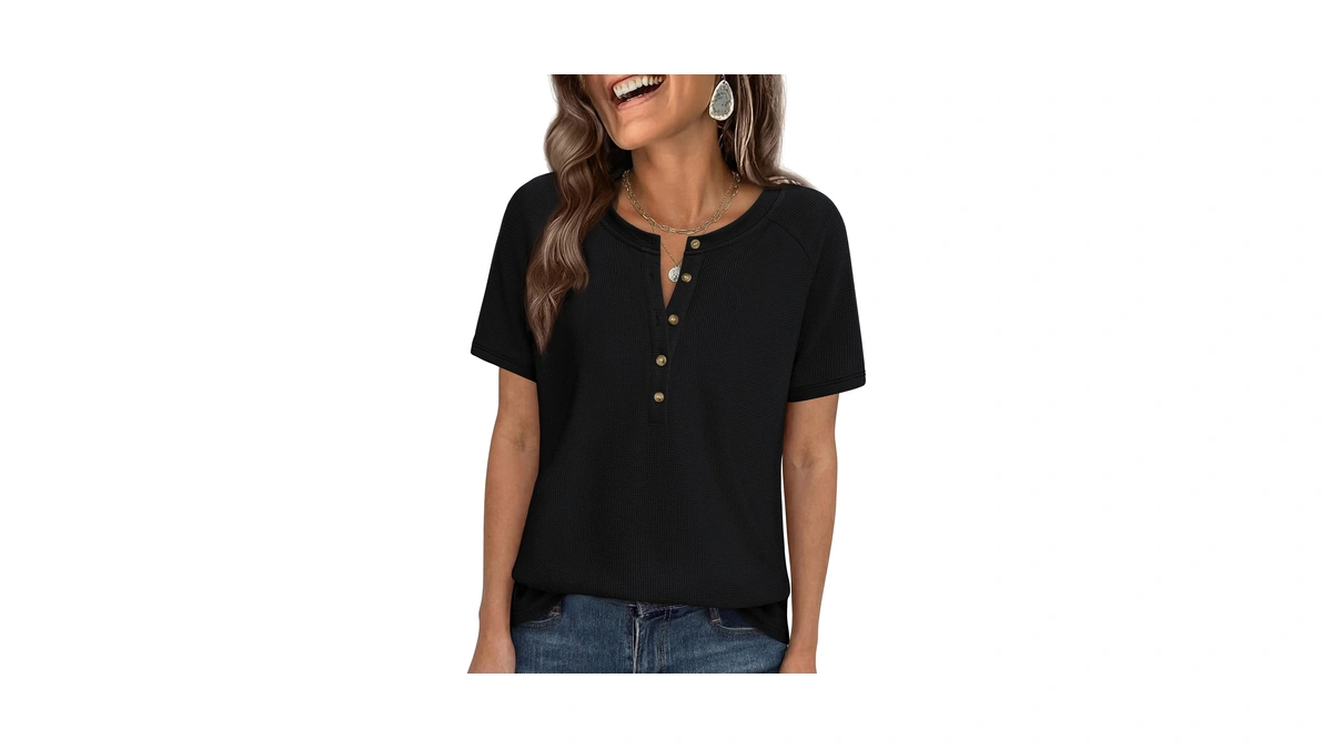Prettygarden Waffle Knit Tops For Women Short...