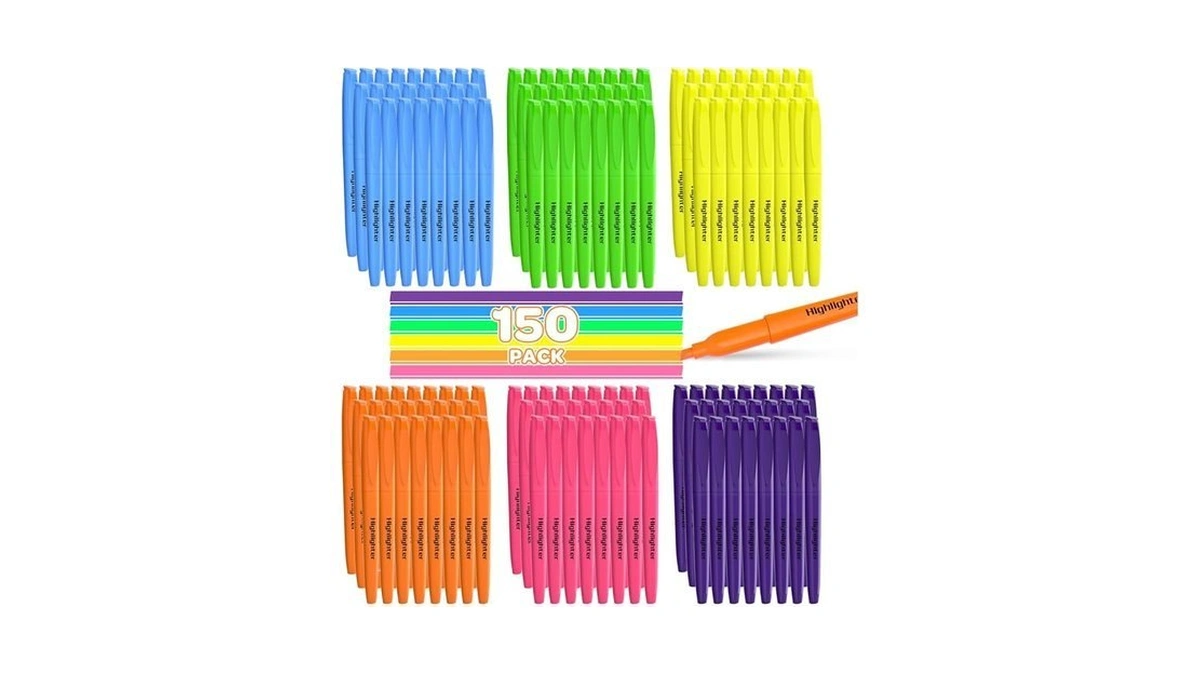 Jsdoogoo 150 Pack Highlighters Assorted Colors Bulk - Chisel Tip