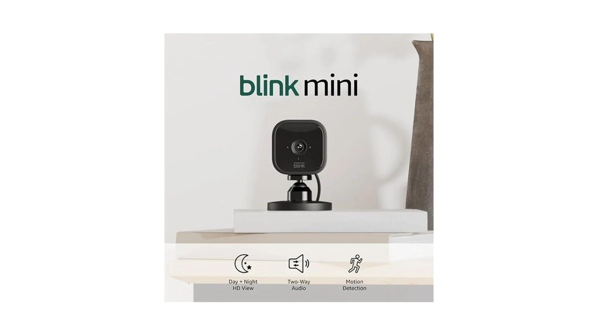 Blink Mini - Compact Indoor Plug-in Smart Security Camera, 1080p