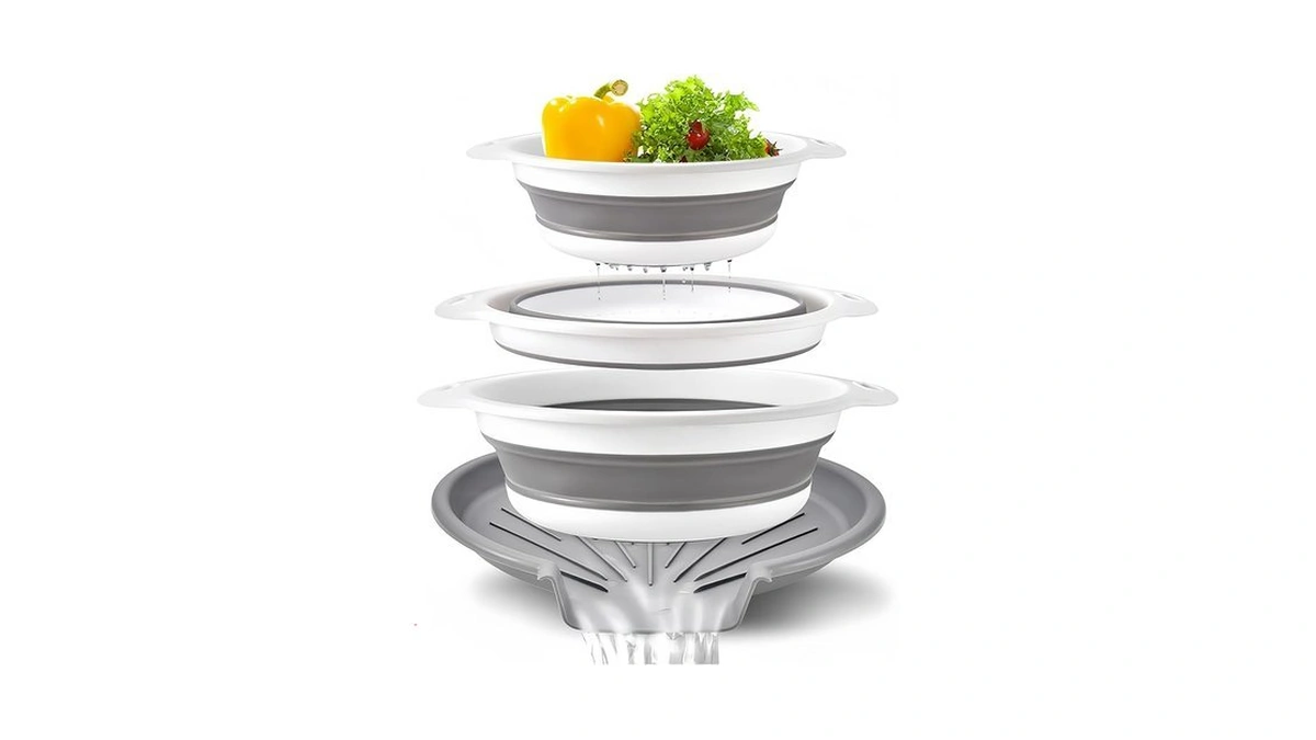 Collapsible Colanders Food Strainers, 3-pack Foldable Kitchen Strainers With Over-sink