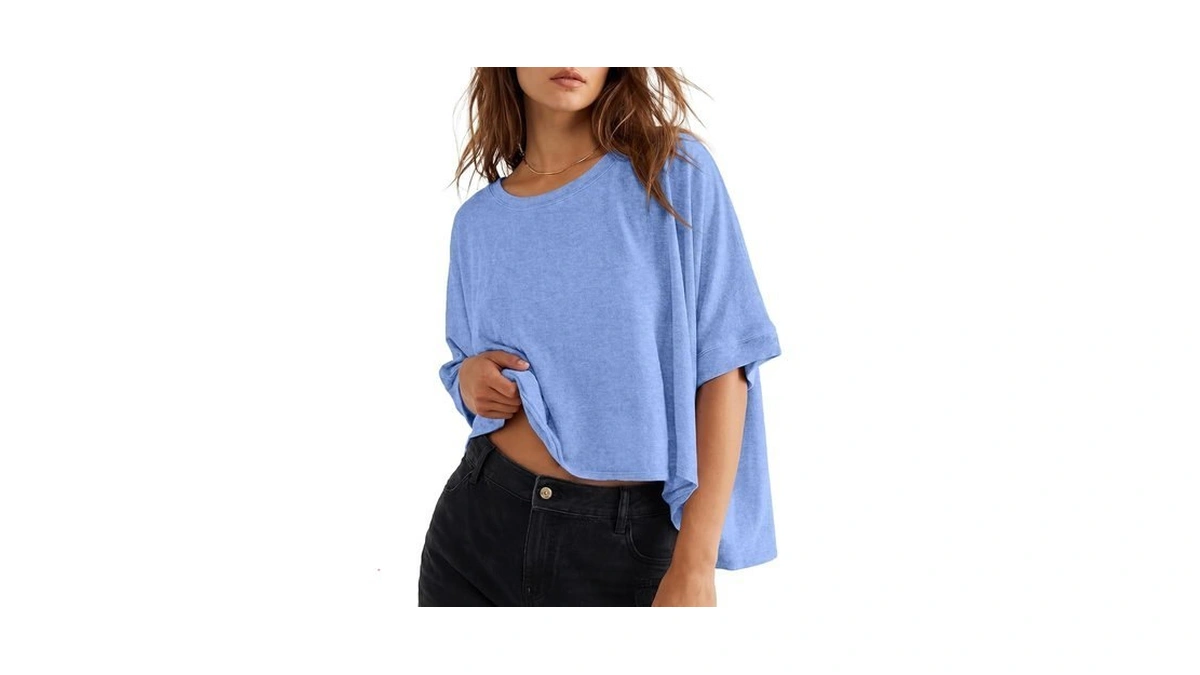 Lepunuo Womens Summer Tops Oversized Solid T Shirts Short Sleeve