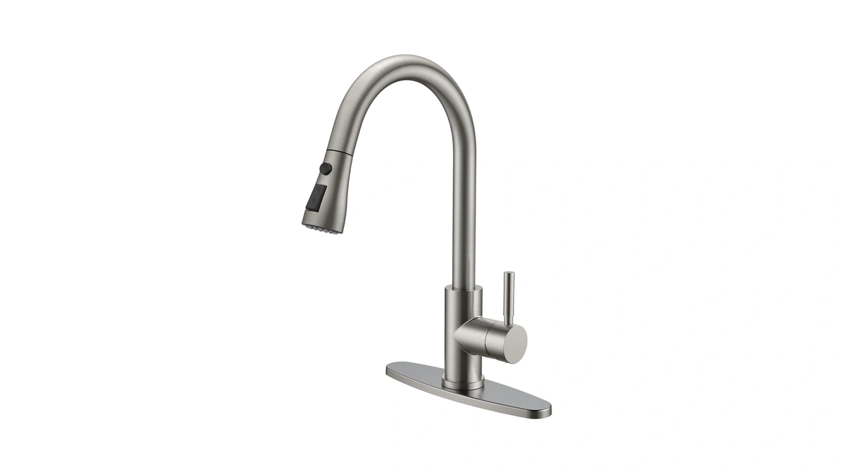 Qfn Kitchen Faucet With Pull Down Sprayer Brushed Nickel, High