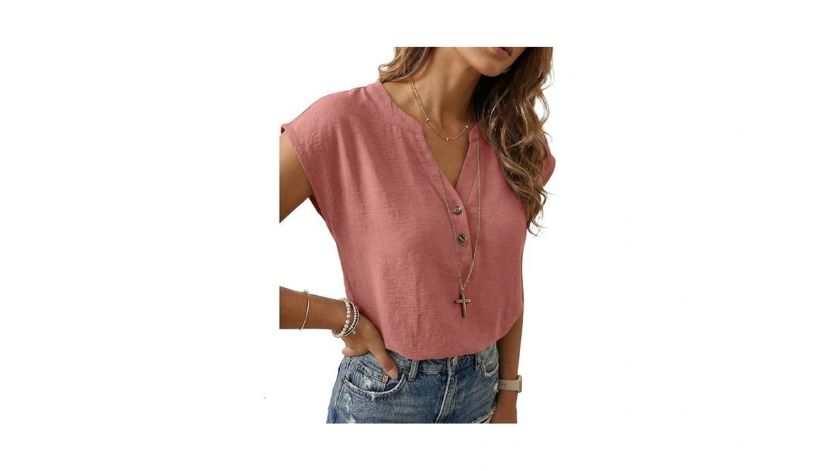 Lepunuo Womens Plus Size Blouses Short Sleeve Summer Tops V