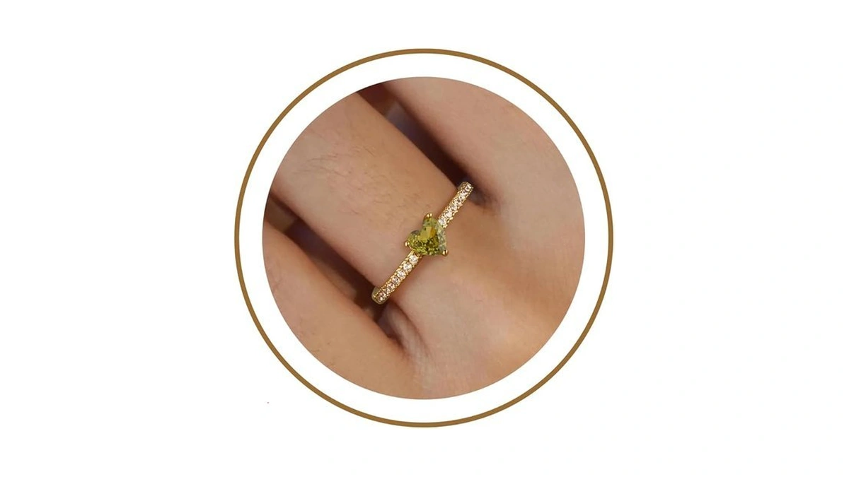 Honsny Heart Birthstone Gold Rings For Women Non Tarnish 14k