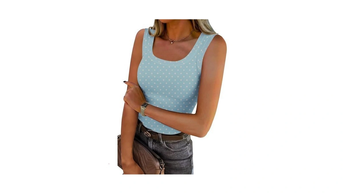 Chulianyouhuo Women's Ribbed Tank Tops Knit Scoop Neck Sleeveless Fitted