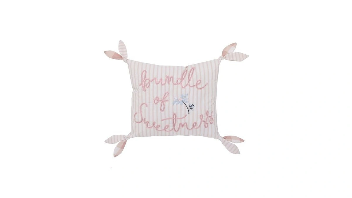 Nojo Farmhouse Chic Pink And White Decorative Pillow, Baby