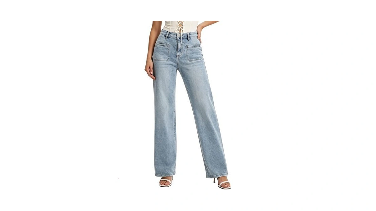Oneso Women's High Waisted Straight Leg Jeans Heavyweight Premium Stretch