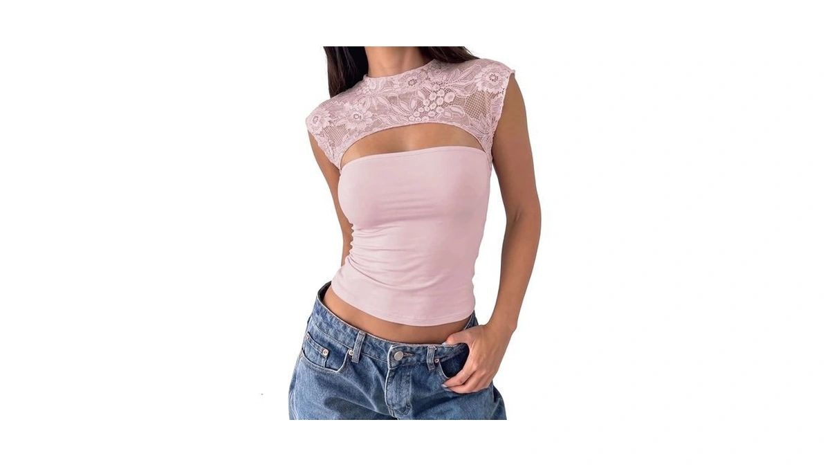 Firova Women's Lace Going Out Tops Sexy Cutout Double Lined