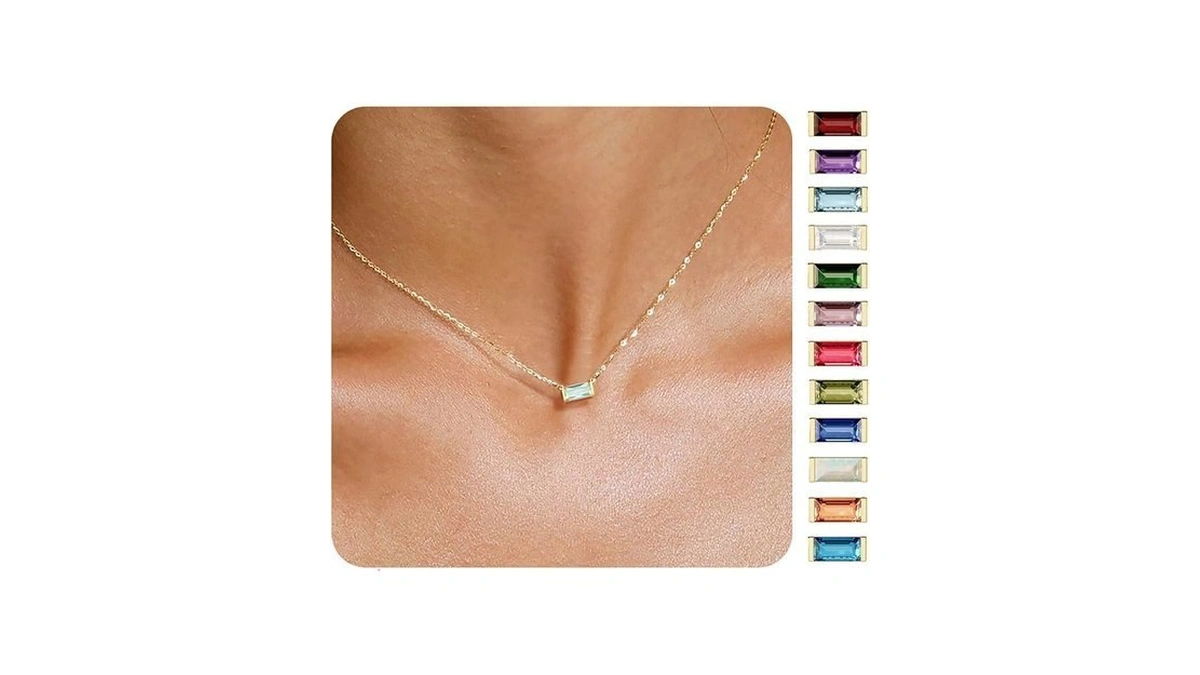 Znboh Birthstone Necklace For Women Dainty Trendy 14k Gold Plated