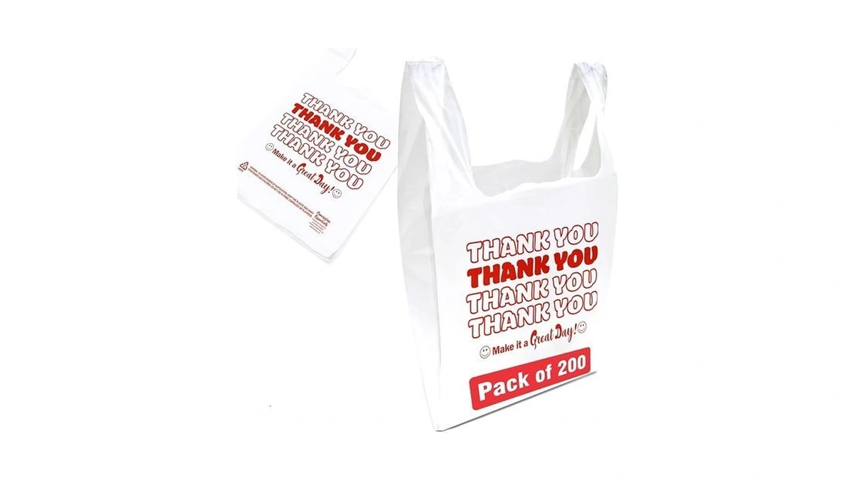 Concession Essentials Disposable & Reusable Thank You T-shirt Bags- Pack