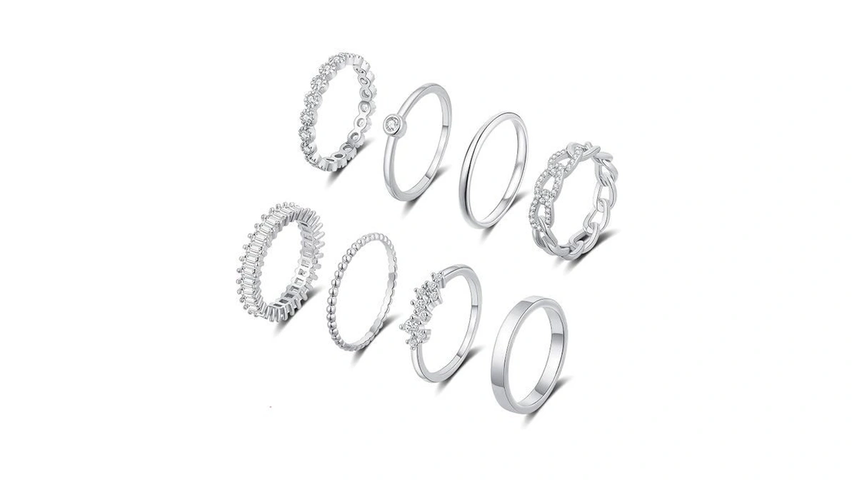 Znboh Gold Silver Plated Stacking Rings Set For Women 14k