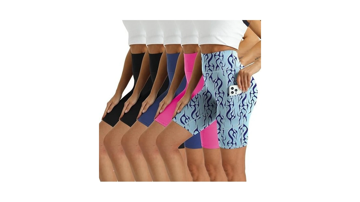 Maagcc Women's High Waisted Biker Shorts 5 Pack - Tummy