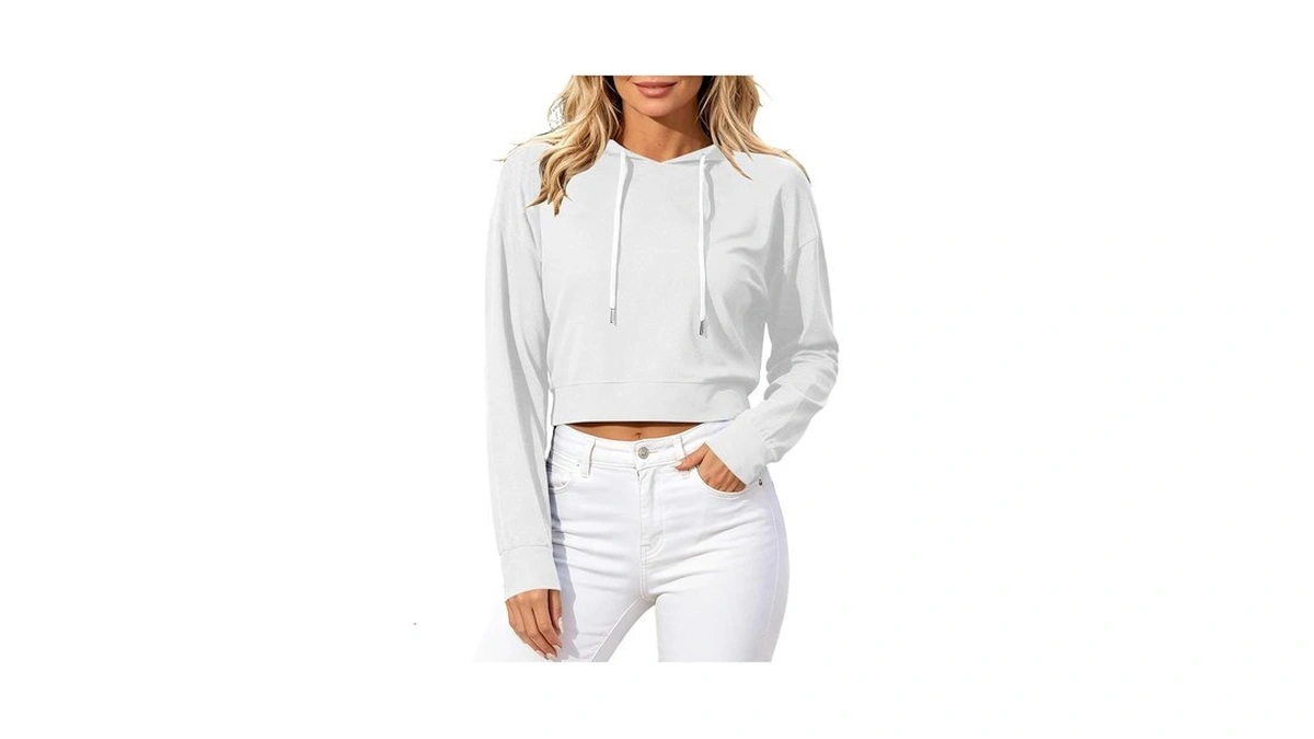 Ssuyeuri Womens Drawstring Cropped Hoodies Open Back Workout Casual Crop