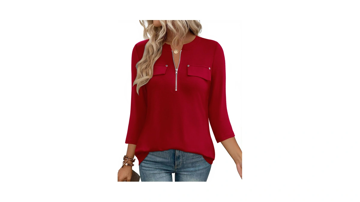 Lomon Sleeve Tops For Women Neck Zipper Busin...