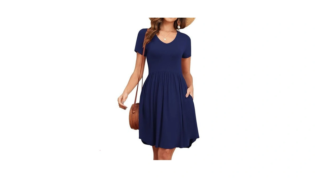 Yvh Women's 2026 Summer Short Sleeve Dresses Casual Loose Fit
