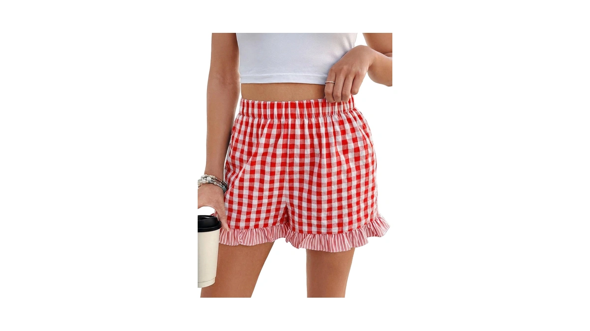 Evaless Womens Shorts Gingham Boxer Shorts 2026 Summer Plaid Pajama