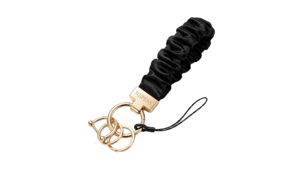 Njipens Stretchy Scrunchie Keychain Wristlet With D Ring, Elastic Car