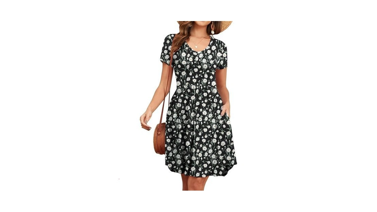 Yvh Women's 2026 Summer Short Sleeve Dresses Casual Loose Fit