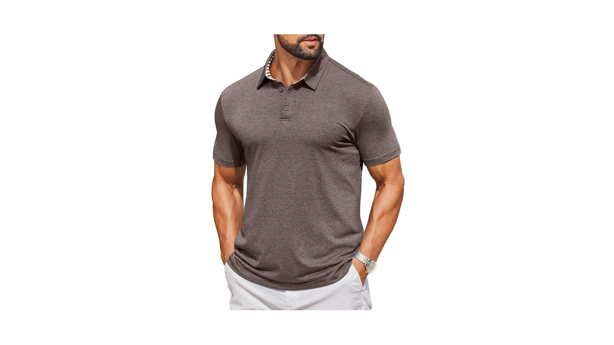 Coofandy Mens Golf Shirt Short Sleeve Collared T-shirt V Neck