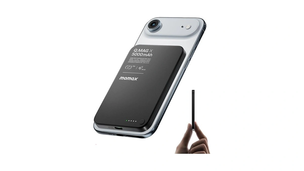Momax Magnetic Wireless Power Bank 5000mah, Ultra-slim 0.3" Magsafe-compatible Portable