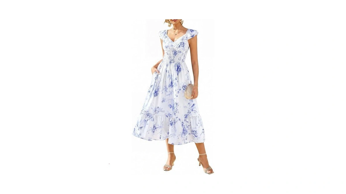 Grace Karin Women's Summer Floral Maxi Dress 2026 Ruffle Sleeve