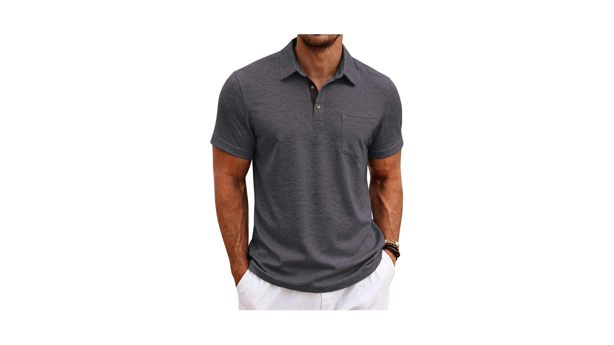 Coofandy Men Casual Polo Shirt Short Sleeve Summer Collared Basic