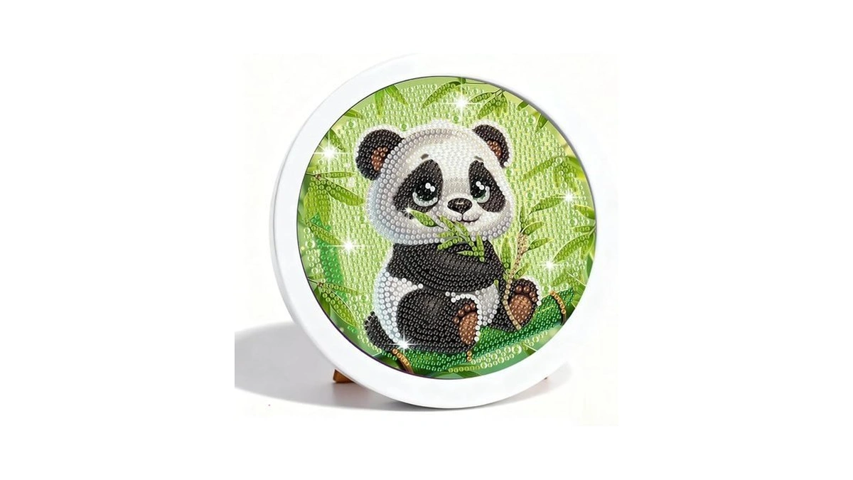 Gemozaic Panda Diamond Art Kits For Kids With Round Frame,